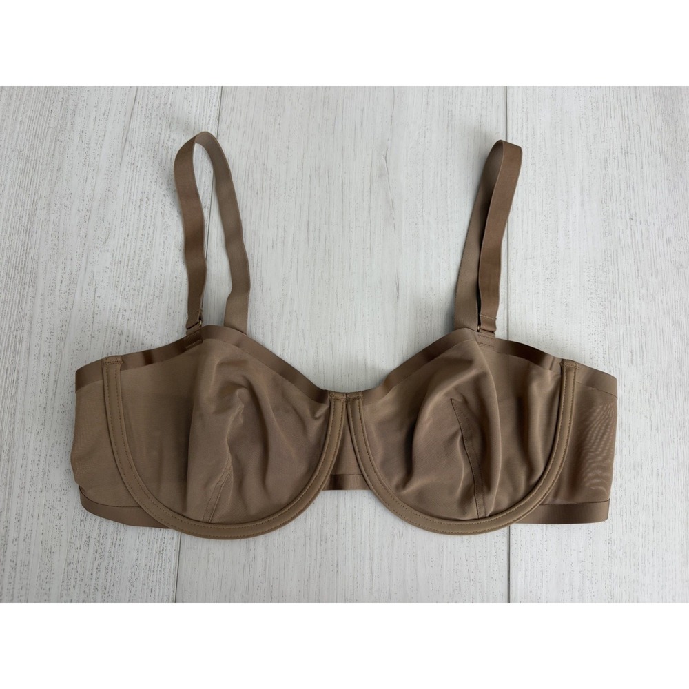 NWOT CUUP The Balconette Mesh Sheer Underwire Bra Sz‎ 38C Nude